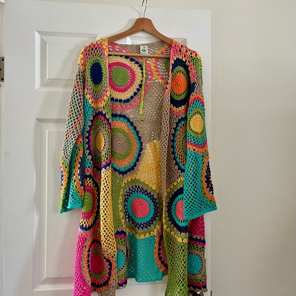 Farm Rio granny square crochet cardigan